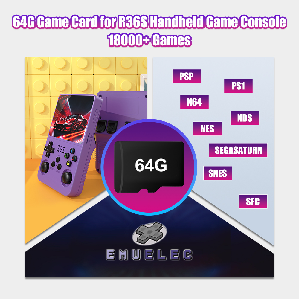 Cartão tf de jogo 64g para con - Retro Handheld Game Console R36S avaliação e preço
